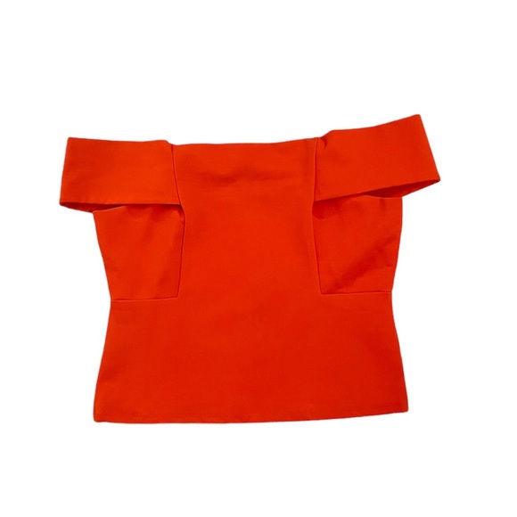 NWT Anthropologie | Deletta Ponte Off Shoulder Top Orange Cropped Women Large - Picture 4 of 7